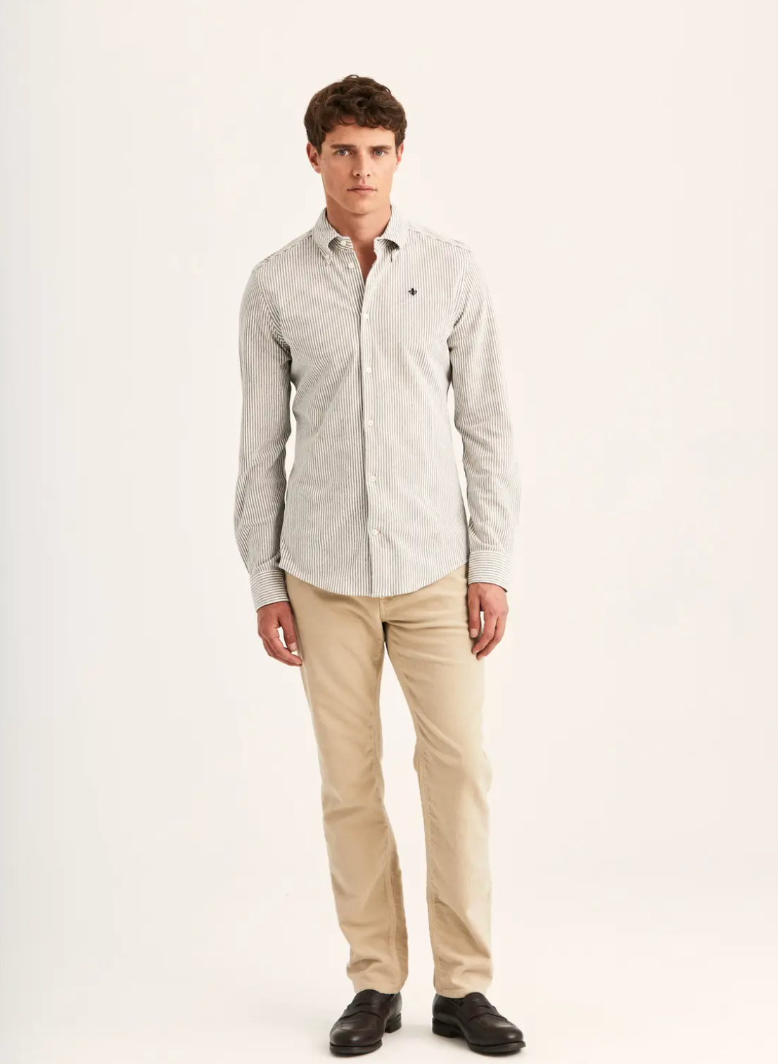 Skjorte - Camden Pique Shirt Brown Striped