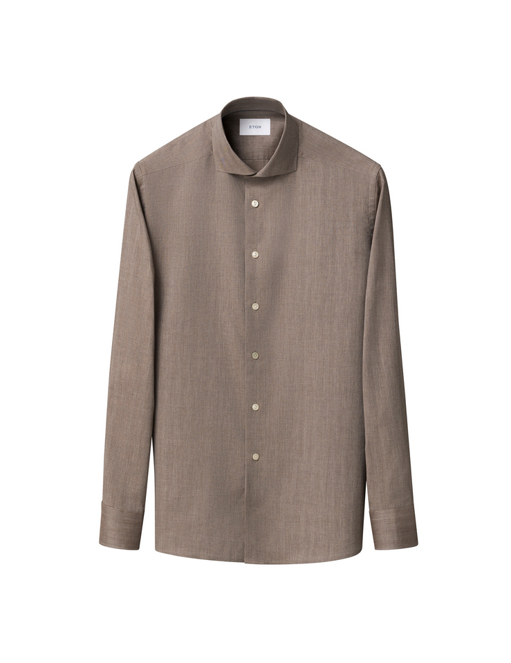 Skjorte - Solid Signature Flannel Slim Fit Shirt Beige