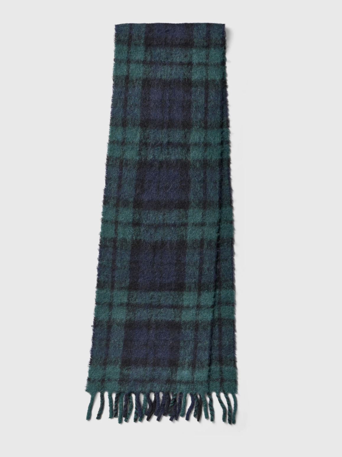 Skjerf - Alpaca Wool Blend Scarf Green Navy Check