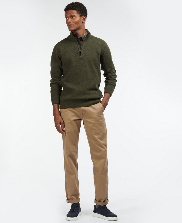 Genser - Holden Half Zip Knitted Jumper Olive