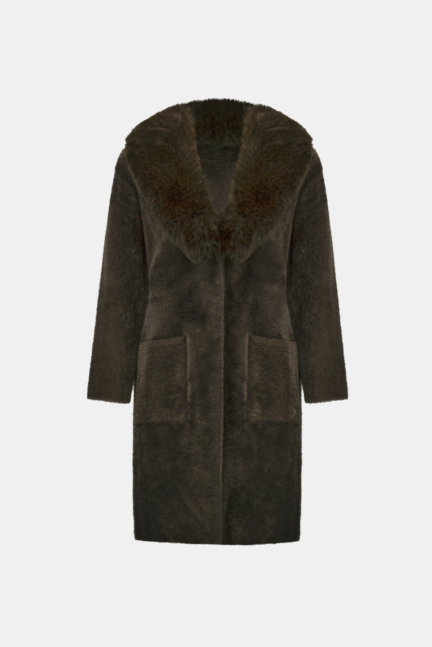 Kåpe - Feather Yarn Knit Coat Avocado