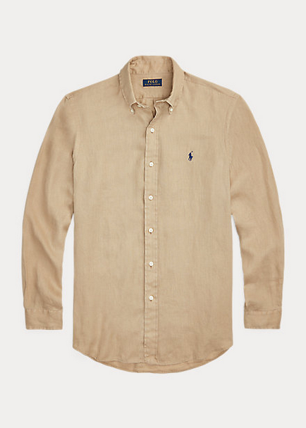 Skjorte - Slim Fit Linen Shirt Vintage Khaki