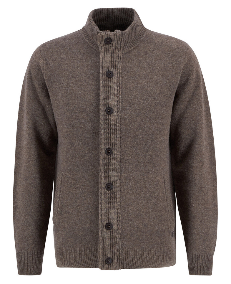 Genser - Essent Patch Zip Through Knitted Jumper Dark Stone