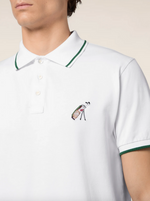 Pique - Sport Capsule Polo Shirt in White Comfort Cotton Piqué with Golf Embroidery