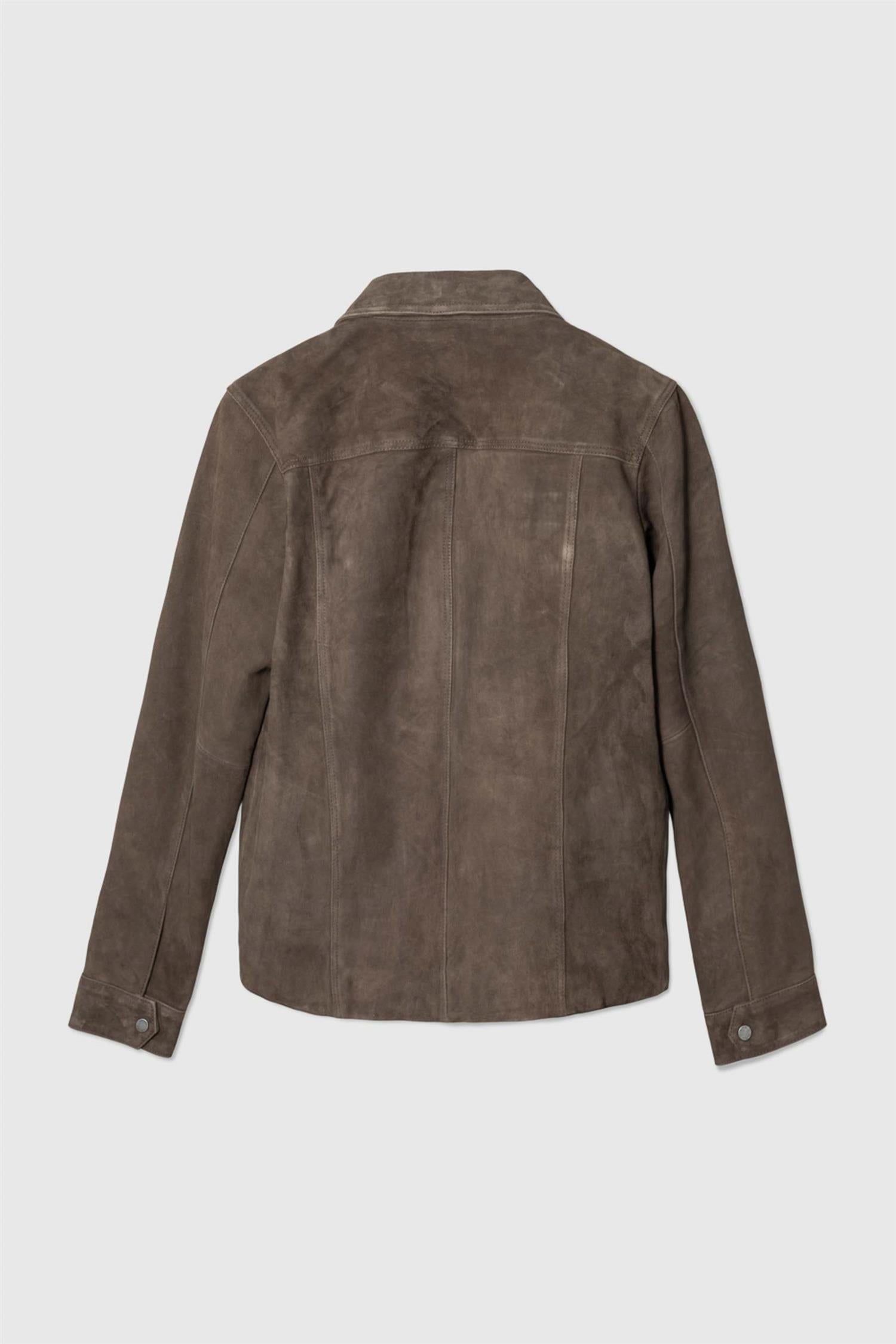 Skinnjakke - Suede Zip Jacket 77 Dk Brown