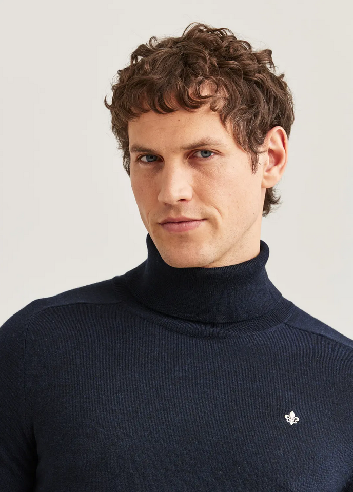 Genser - Merino Roller Neck Navy