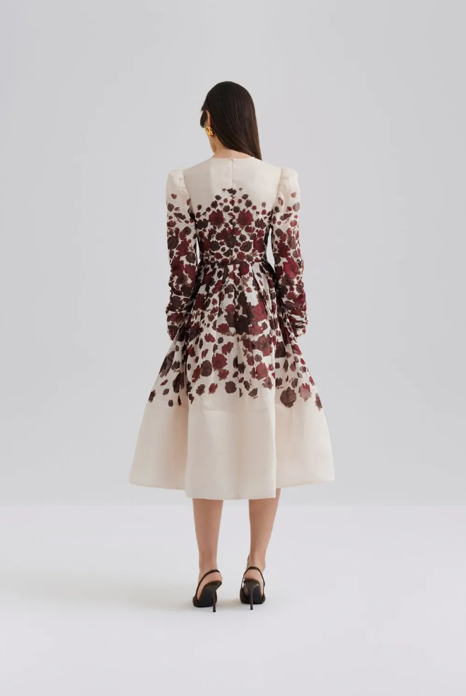 Kjole - Leoni Silk Blend Midi Dress Wine Peony
