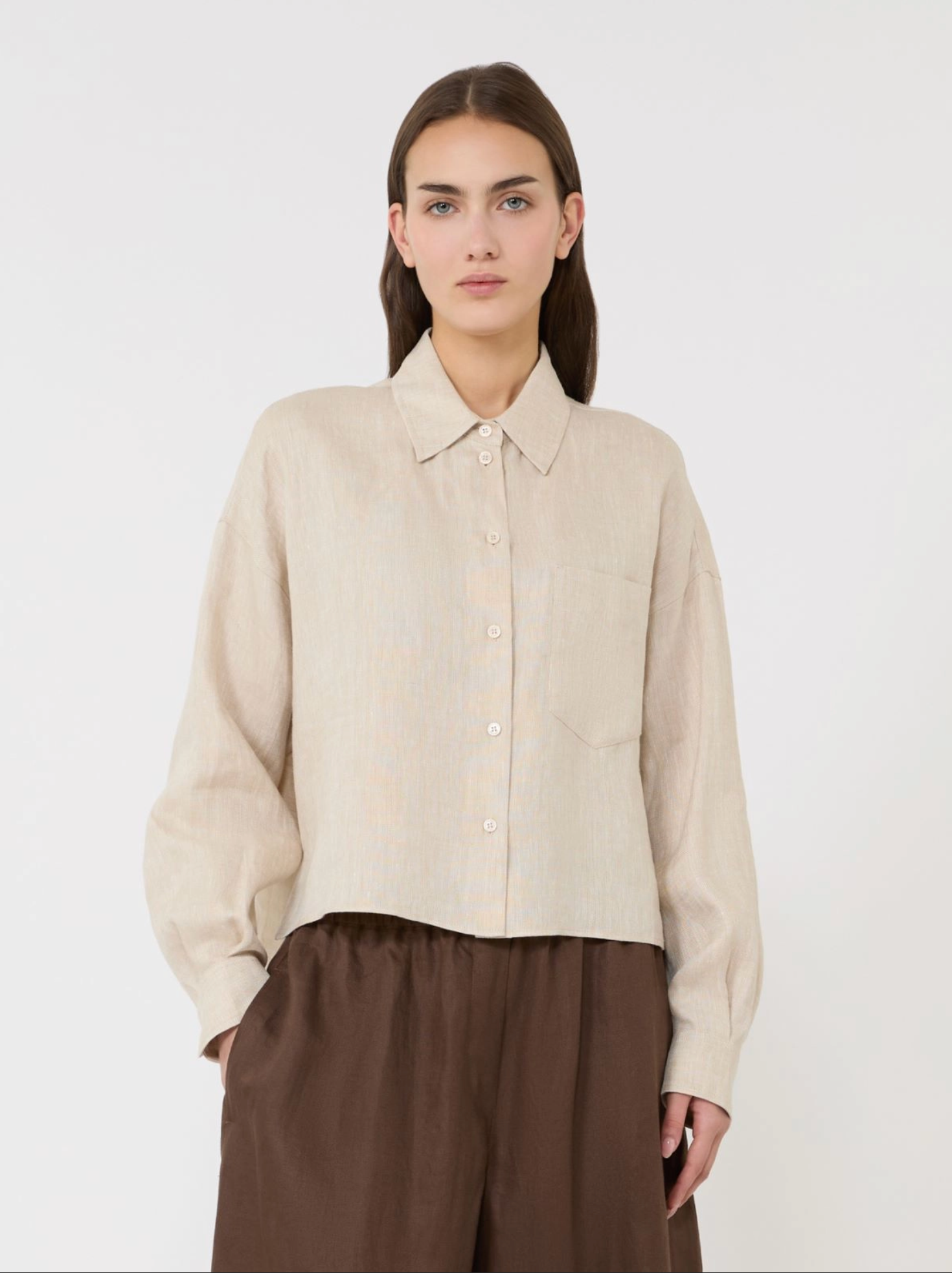Skjorte - Linen Fabric Shirt Ecru