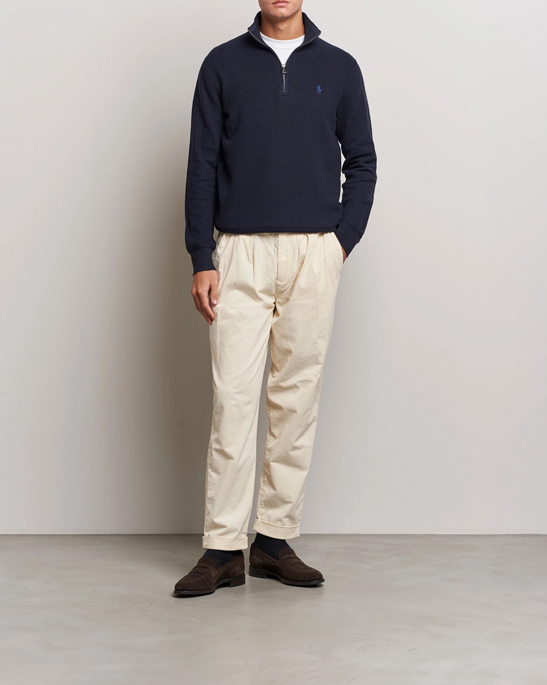 Genser - Textured Half-Zip Navy Heather