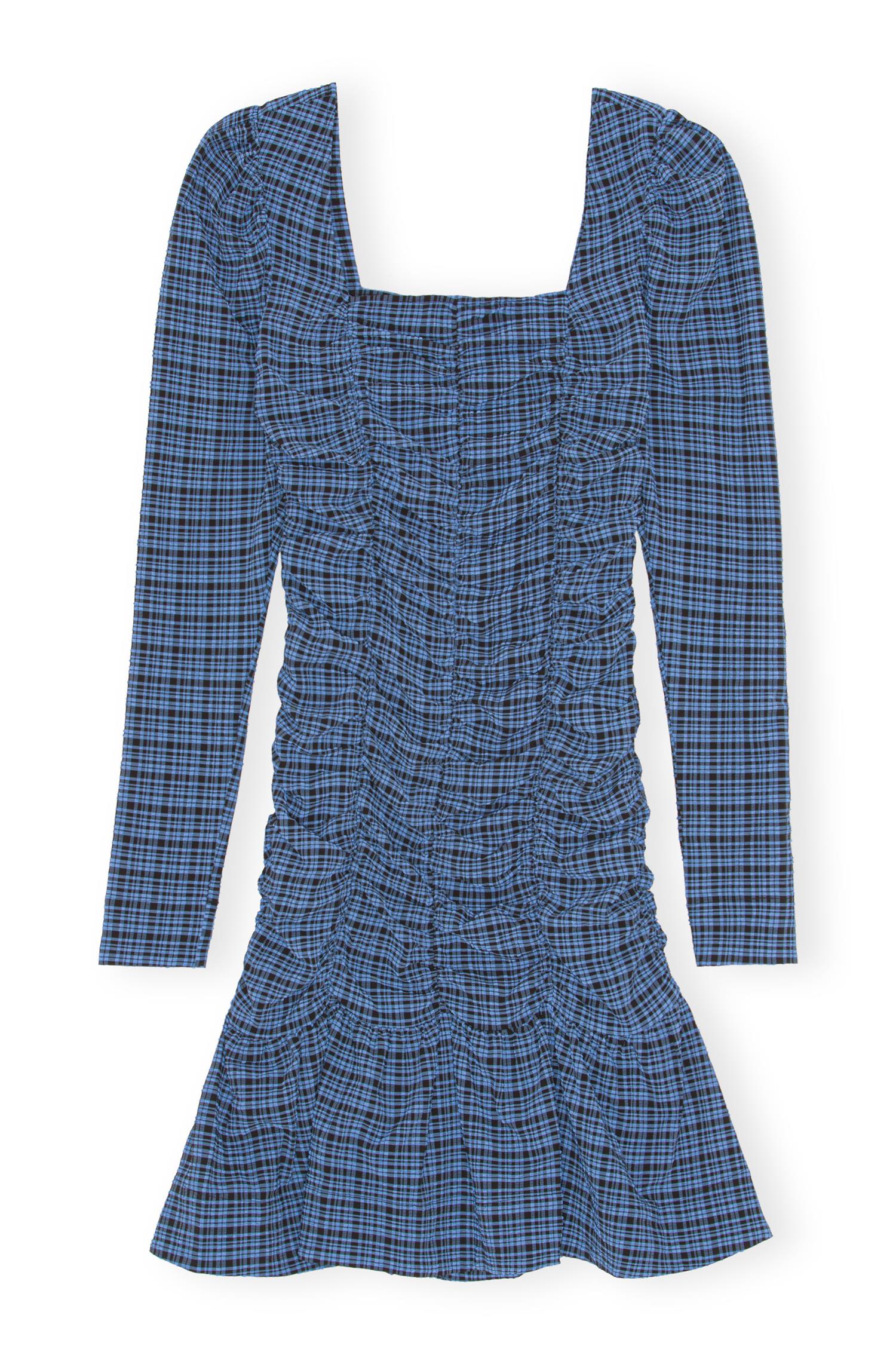 Kjole - Stretch Seersucker Gathered Mini Dress
