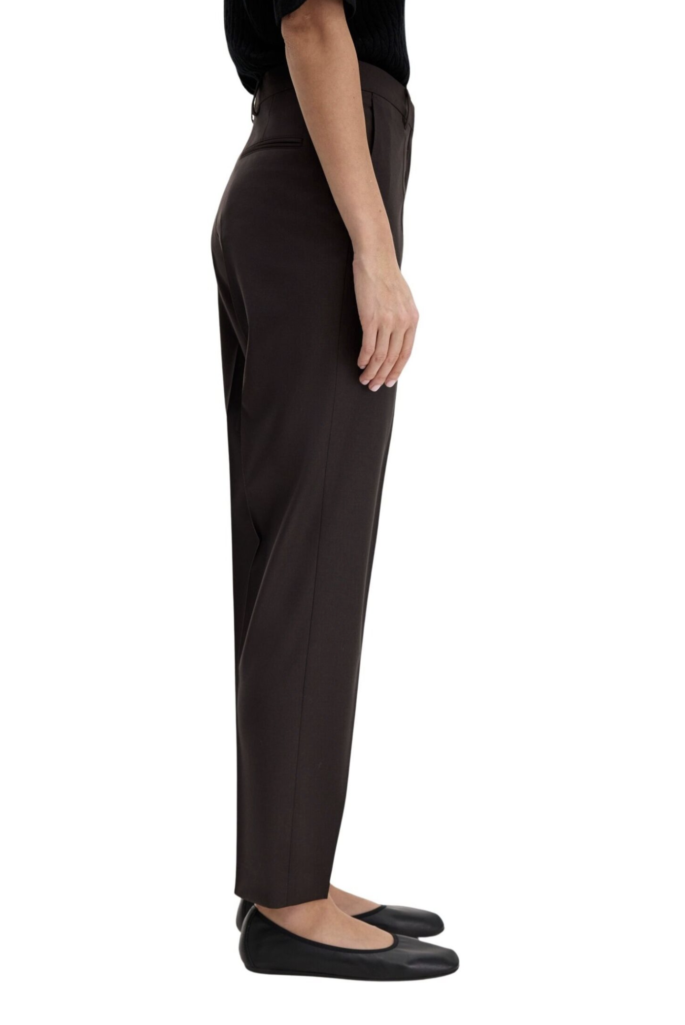 Bukse - Emma Cropped Cool Wool Trouser Dark Chocolate