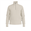 Genser - Zip Neck Sweater With An All Over Cable Pattern Open White