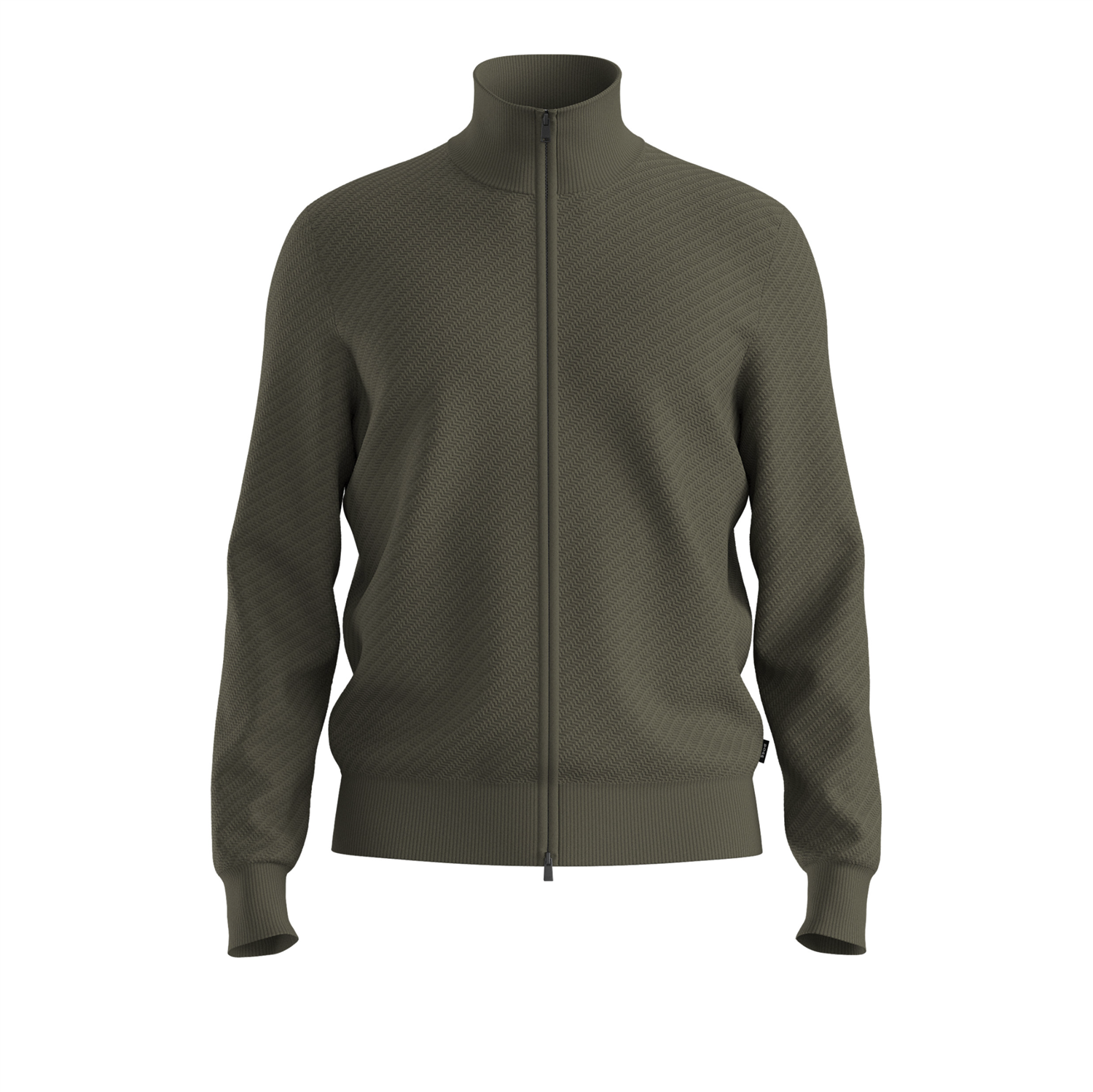 Cardigan - Cotton Cardigan With Diagonal Structure Open Green