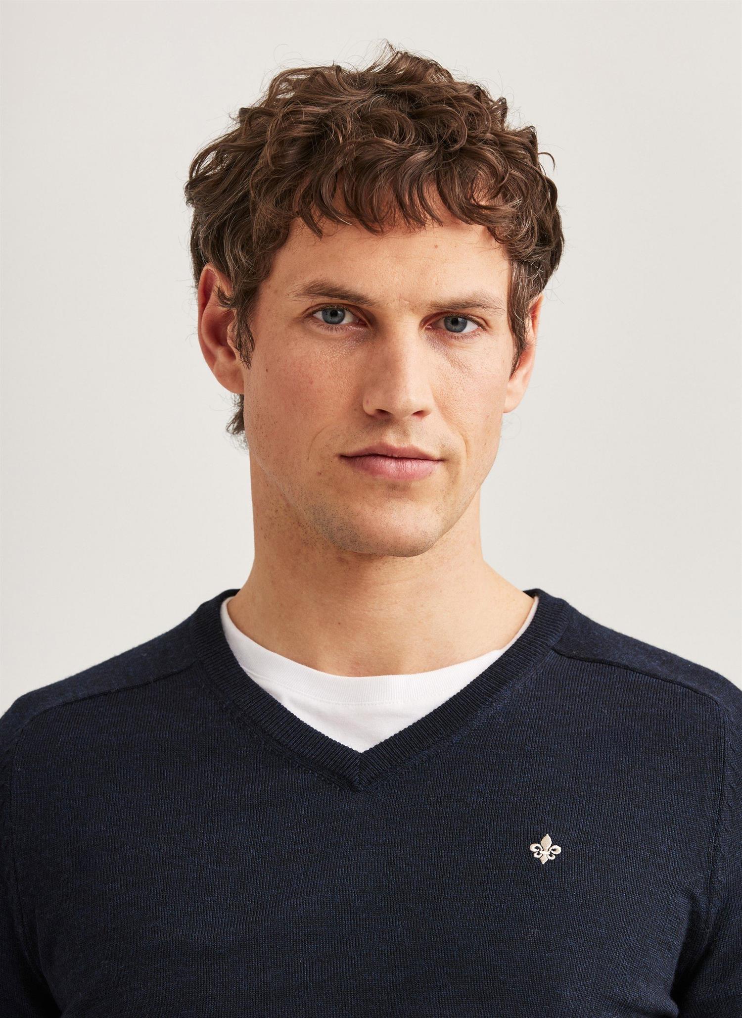 Genser - Merino V neck Navy