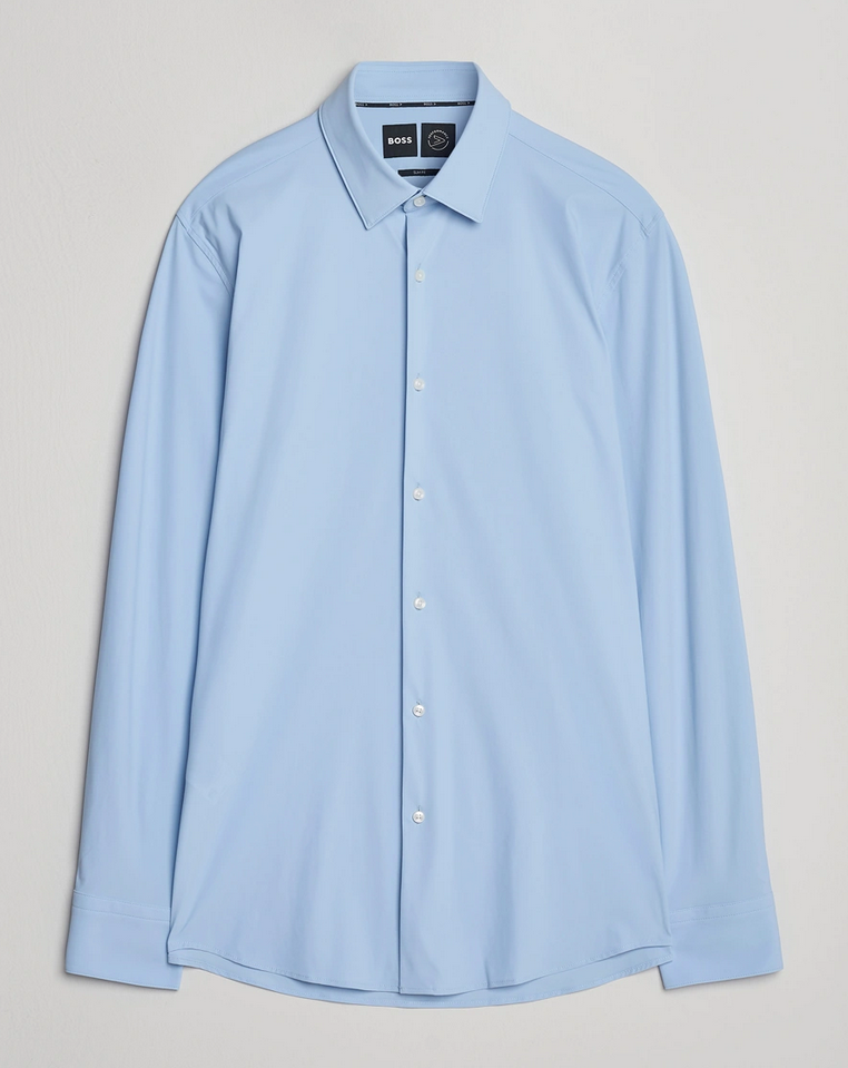 Skjorte - Slim Fit Shirt Performance Stretch Poplin Light Pastel Blue