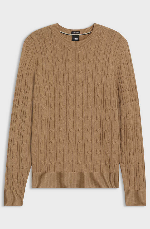 Genser - Cable-Knit Sweater Wool Cashmere Medium Beige
