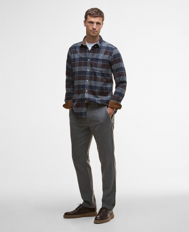 Skjorte - Valley Tailored Checked Shirt Dark Oak Brown