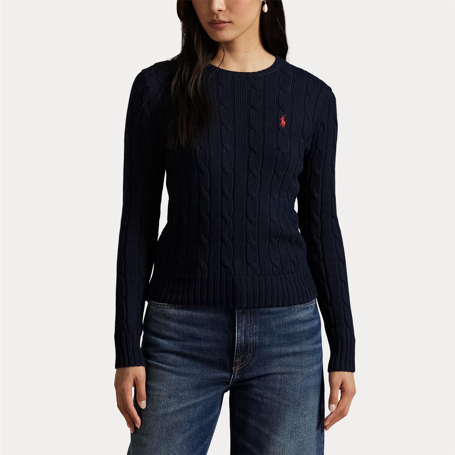 Genser - Cable-Knit Cotton Crewneck Sweater Hunter Navy