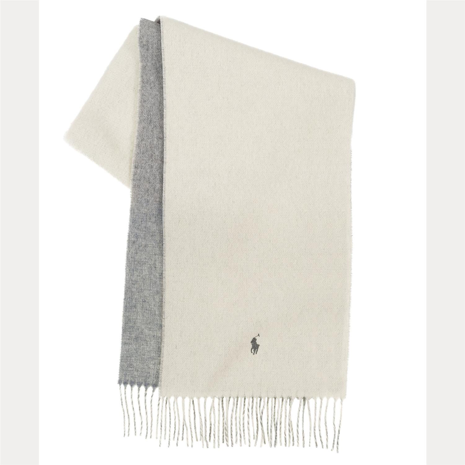 Skjerf - Fringe-Trim Wool Scarf Cream Light Vintage Heather