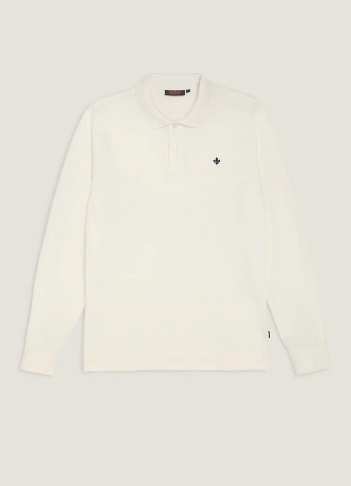 Pique - Camden LS Polo Shirt Off White