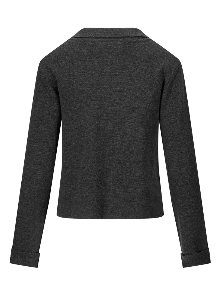 Cardigan - Ulla Merino Jacket Dark Grey Melange