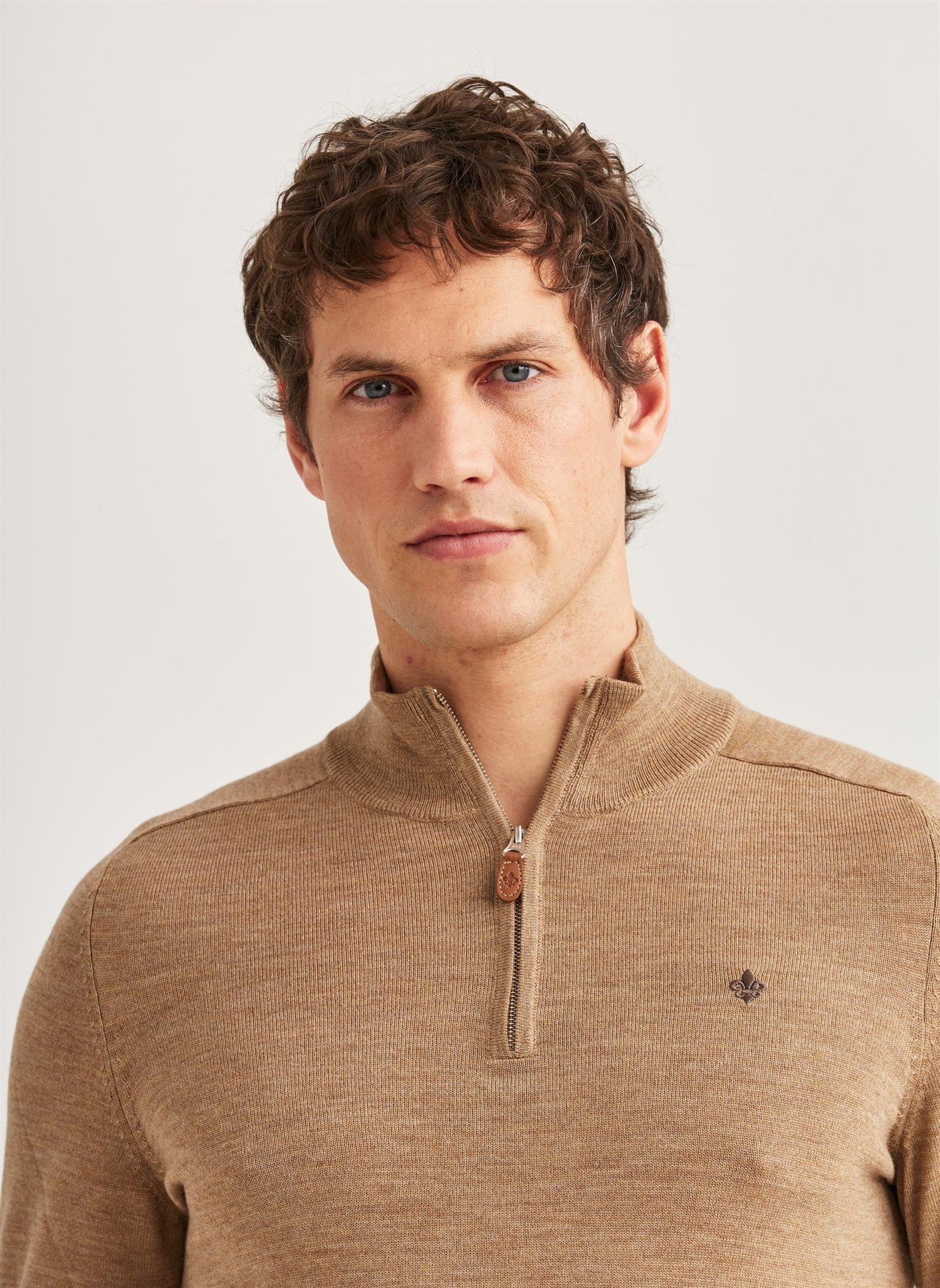 Genser - Merino John Zip Camel