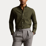 Skjorte - Custom Fit Performence Twill Shirt Loden Heather