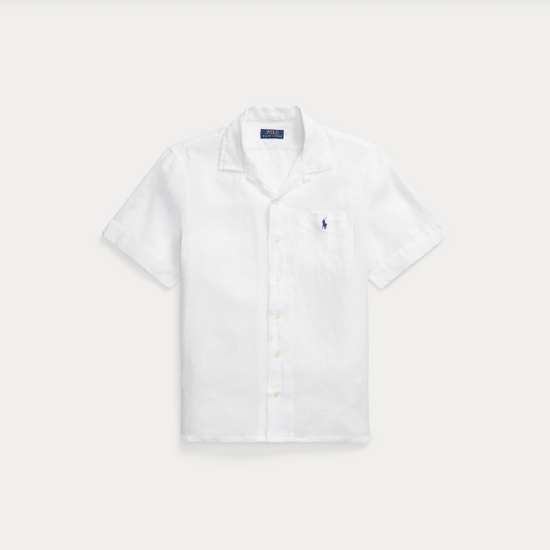 Skjorte - Classic Fit Linen Camp Shirt White