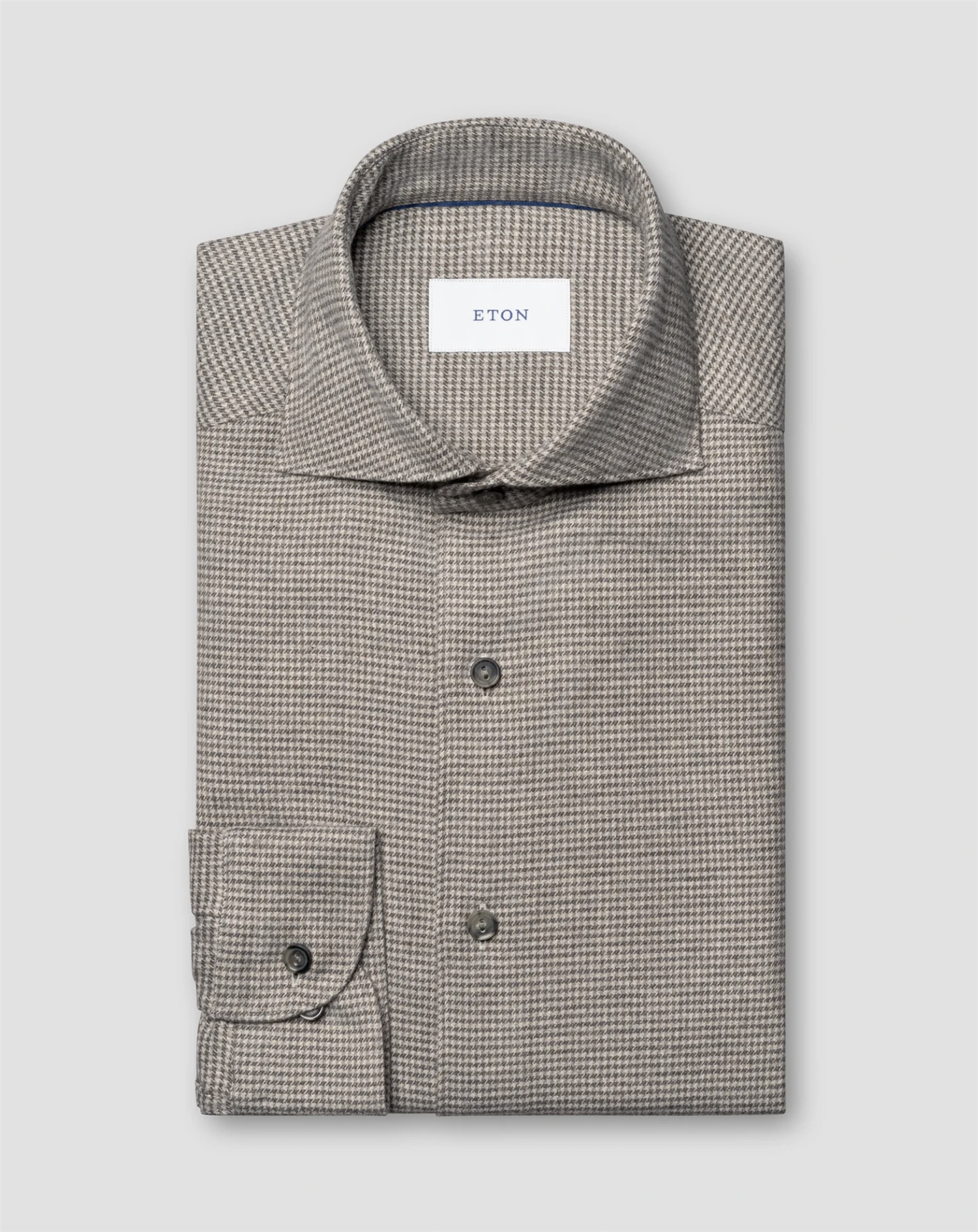 Skjorte - Houndstooth Check Flannel Shirt Gray