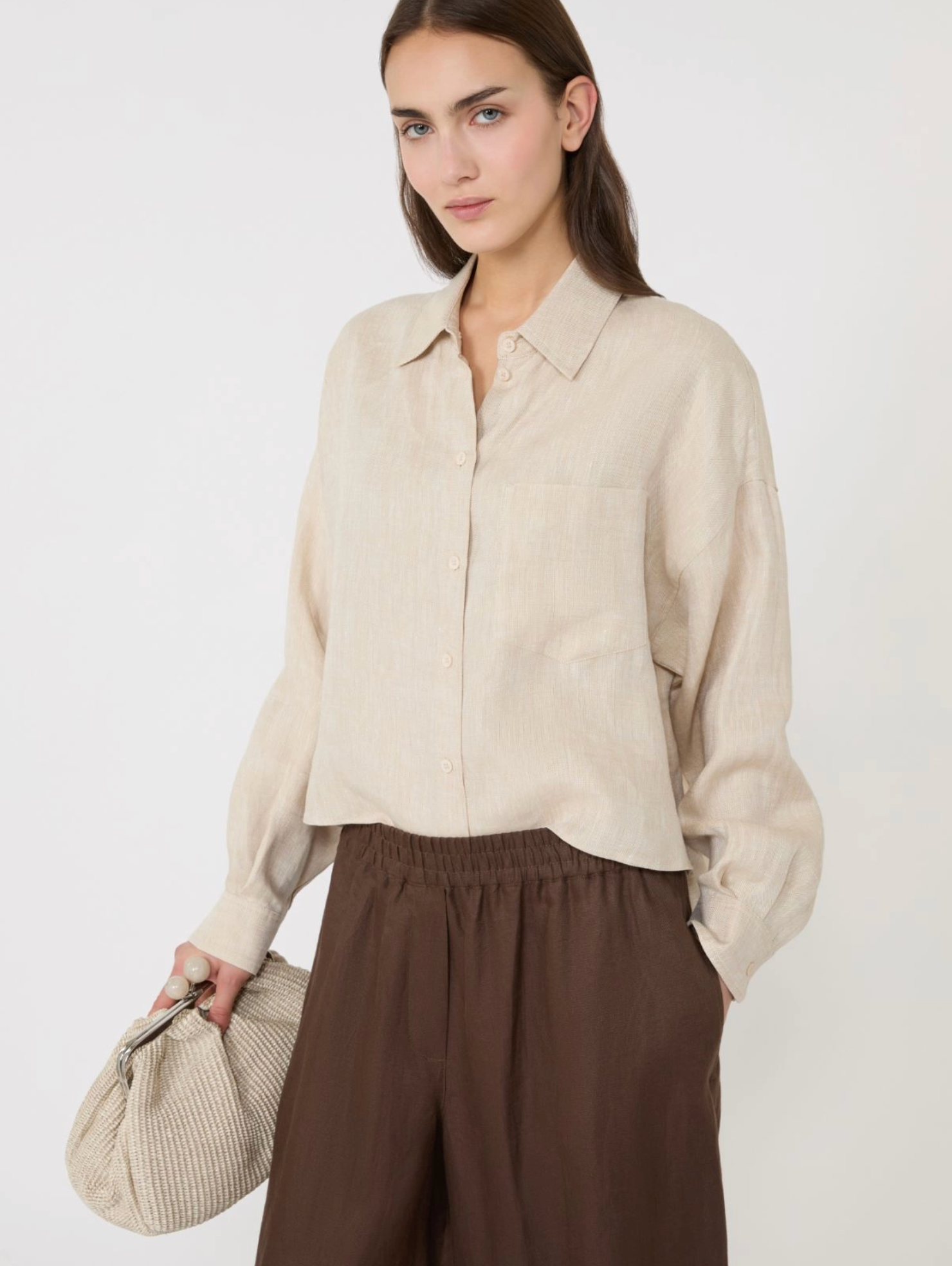 Skjorte - Linen Fabric Shirt Ecru