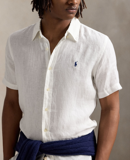 Skjorte - Custom Fit Linen Shirt Ceramic White