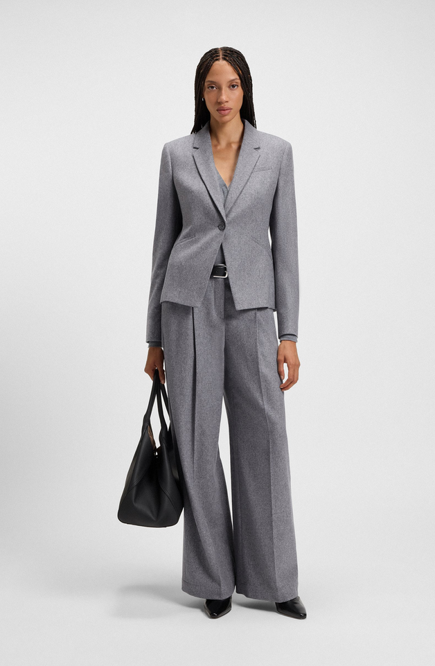 Bukse - Regular-Fit Wide-Leg Trousers Soft Flannel Light Pastel Grey