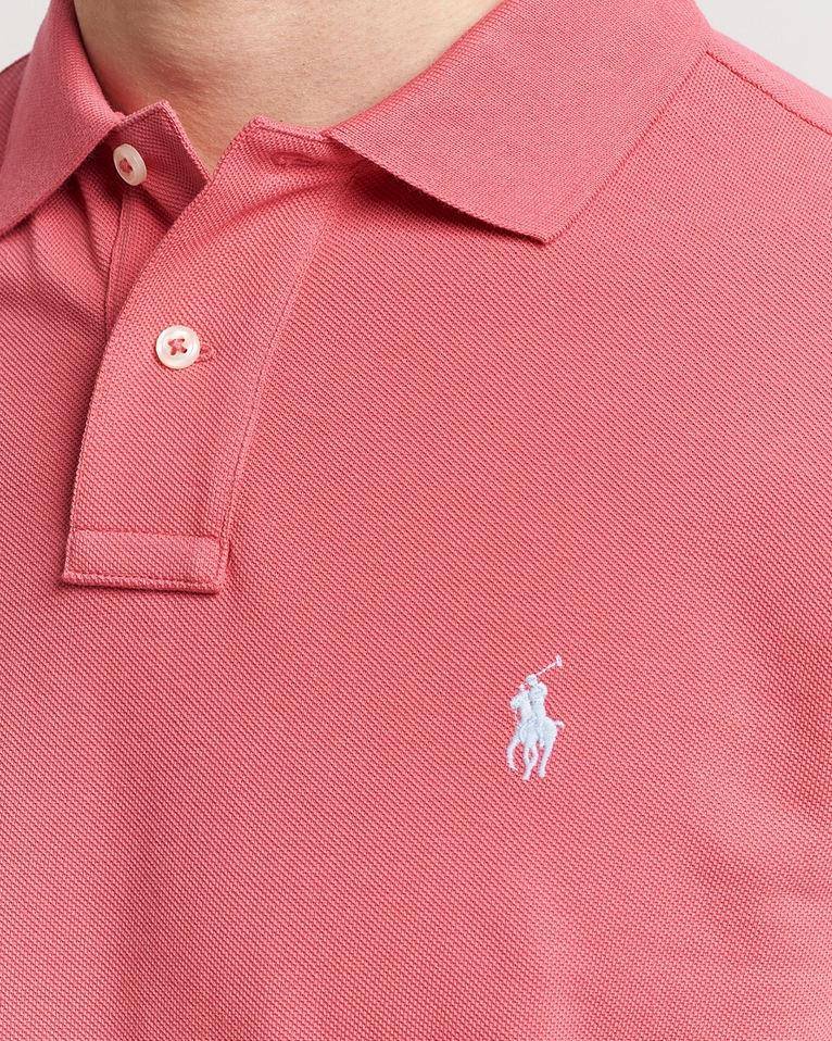 Pique - Custom Slim Fit Mesh Polo Shirt Pale Red