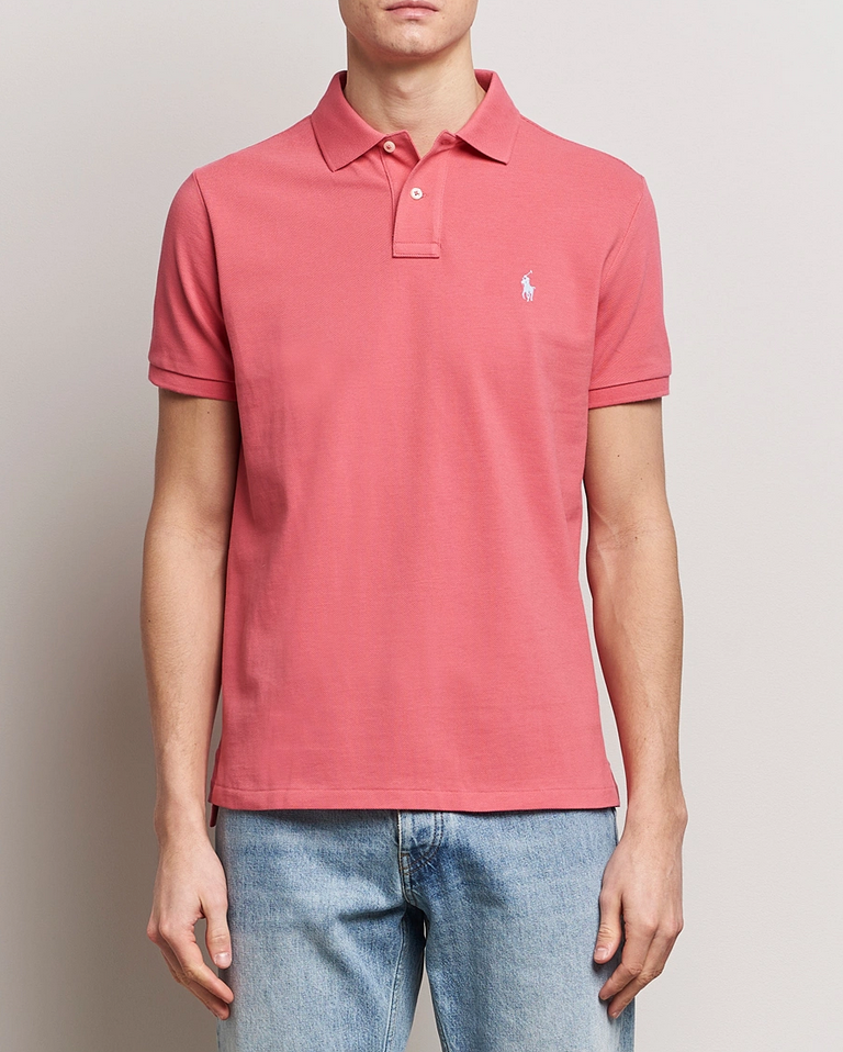 Pique - Custom Slim Fit Mesh Polo Shirt Pale Red