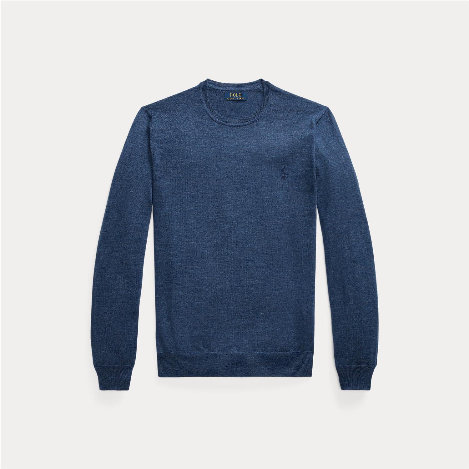 Genser - Slim Fit Washable Wool Crewneck Sweater Rustic Navy Heather
