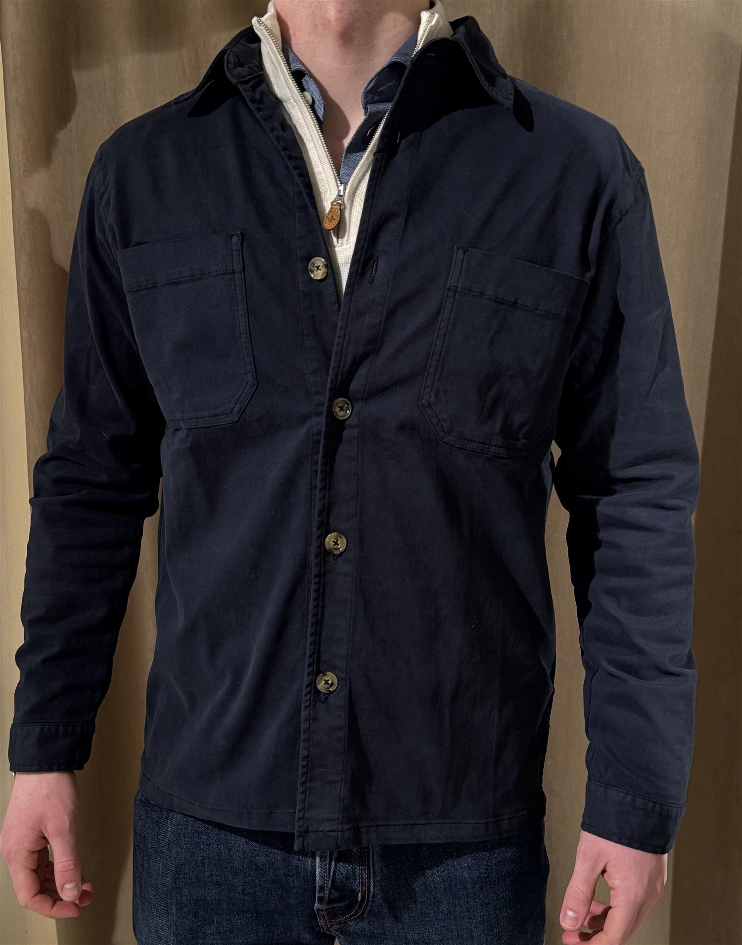 Skjorte - Anders Suede Touch Overshirt Navy