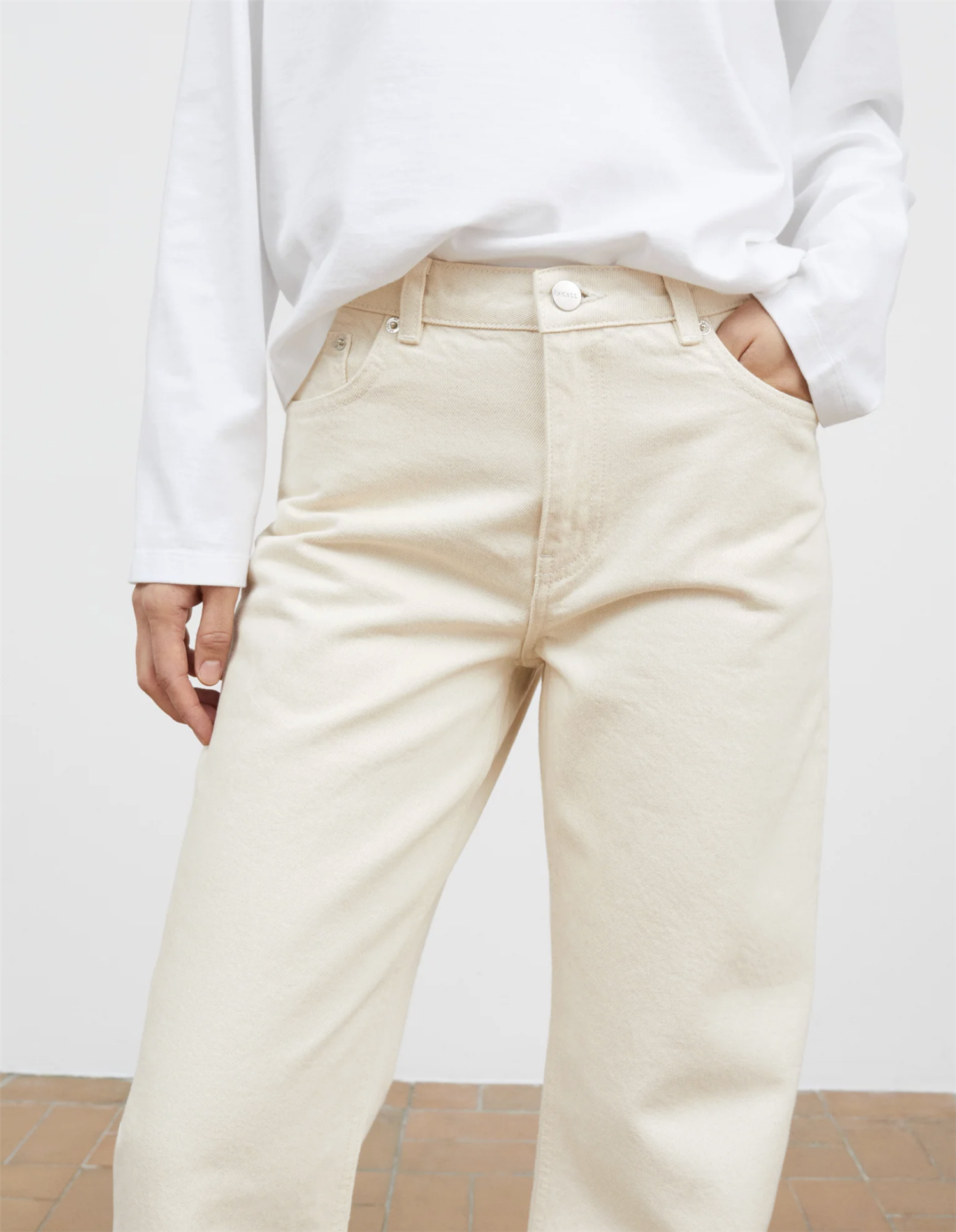 Bukse - Allison Cropped Jeans Ecru