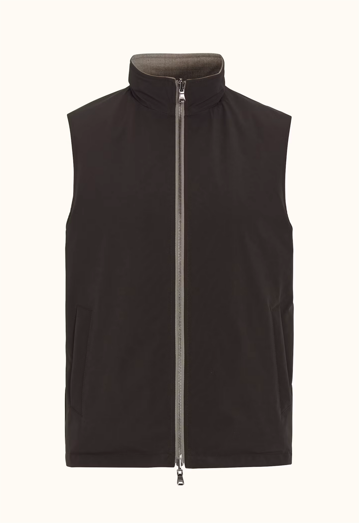 Vest - Vendbar Vattert Flanell Vest Beige Melange