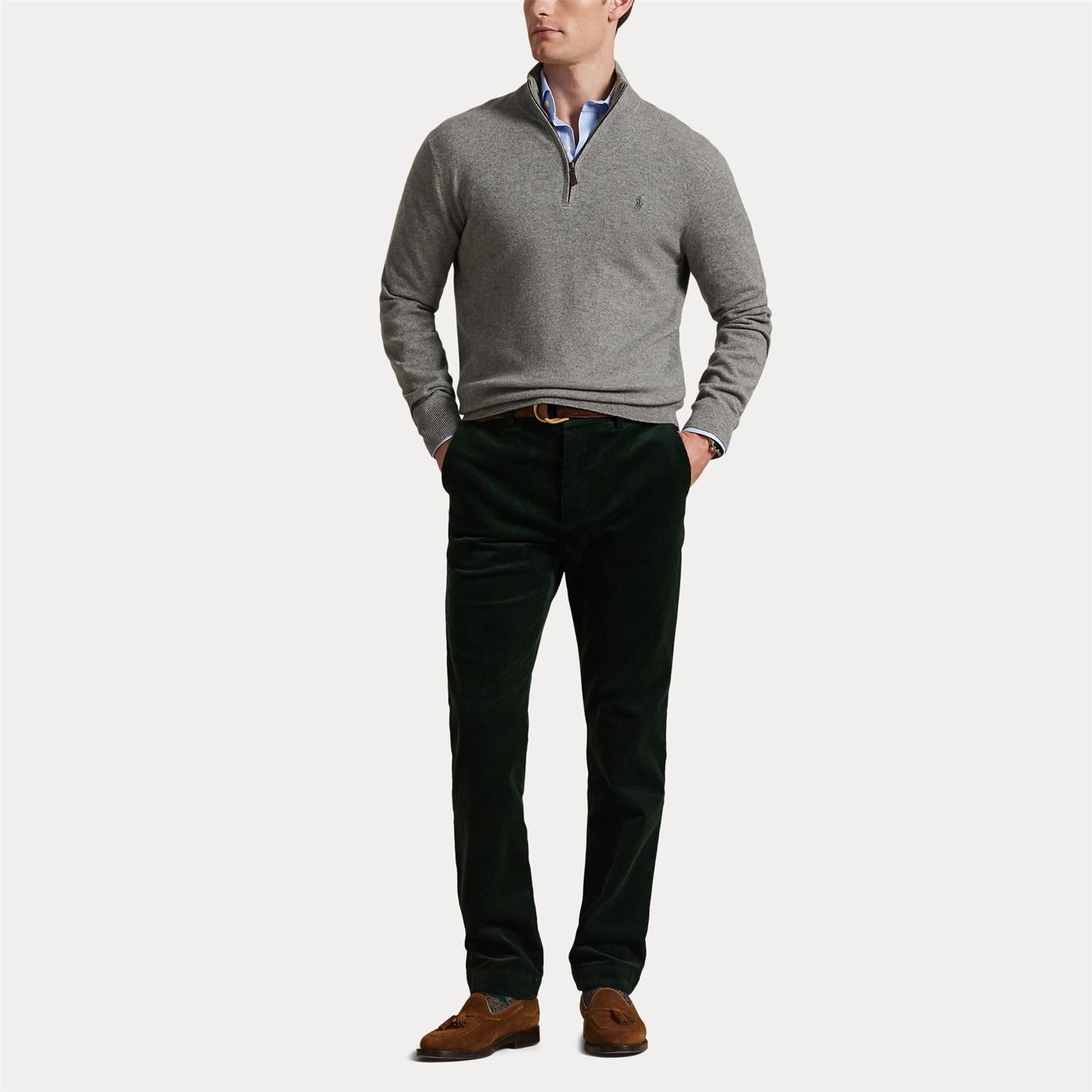 Genser - Wool Quarter-Zip Sweater Fawn Grey Heather