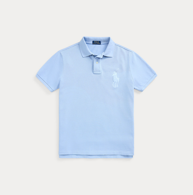 Pique - Custom Slim Fit Big Pony Mesh Polo Shirt Chambra Y Blue