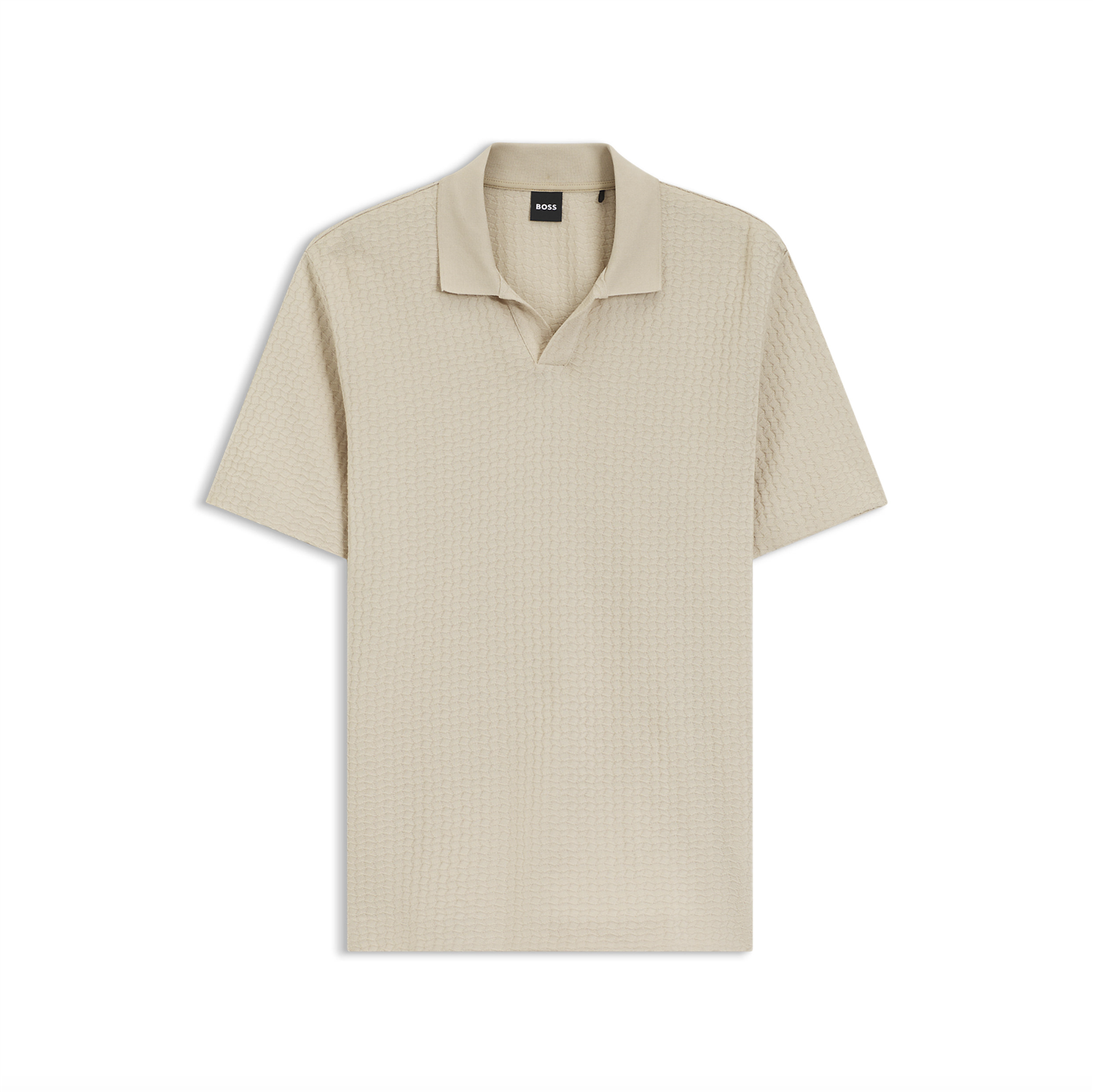 Pique - Johnny Collar Polo Shirt In Jacquard Cotton Open Beige