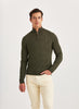 Genser - Merino Cable John Zip Olive