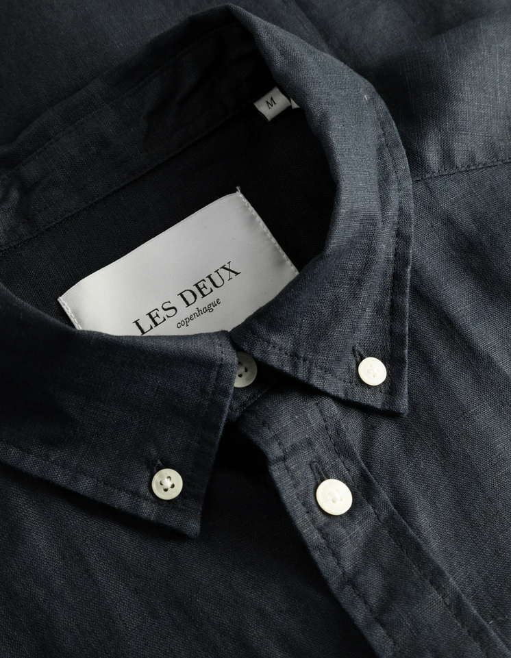 Skjorte - Kris Linen SS Shirt Dark Navy