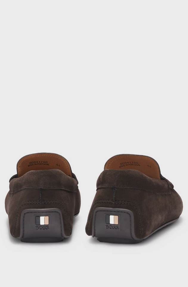 Mokkasiner - Noel Portuguese-Crafted Moccasin Loafers Suede With Penny Trim Dark Brown