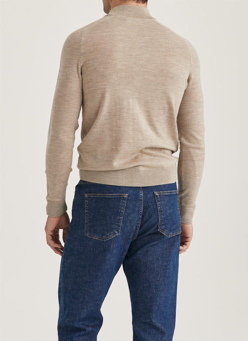 Genser - Merino Mock Neck Khaki