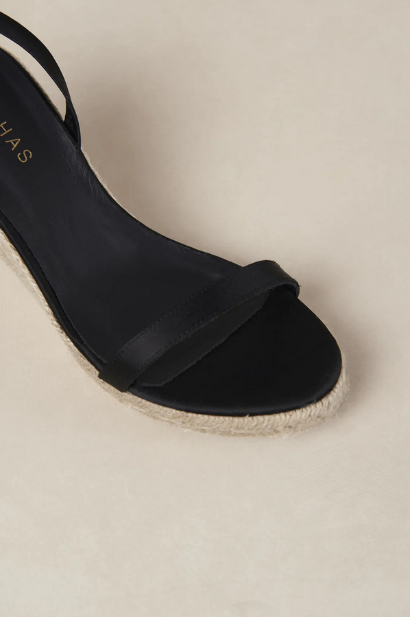 Espadrillos - Willa Silky Black Leather Espadrilles