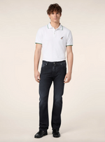 Pique - Sport Capsule Polo Shirt in White Comfort Cotton Piqué with Golf Embroidery