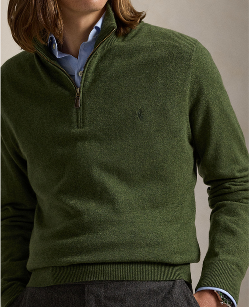 Genser - Wool Quarter-Zip Sweater Olive