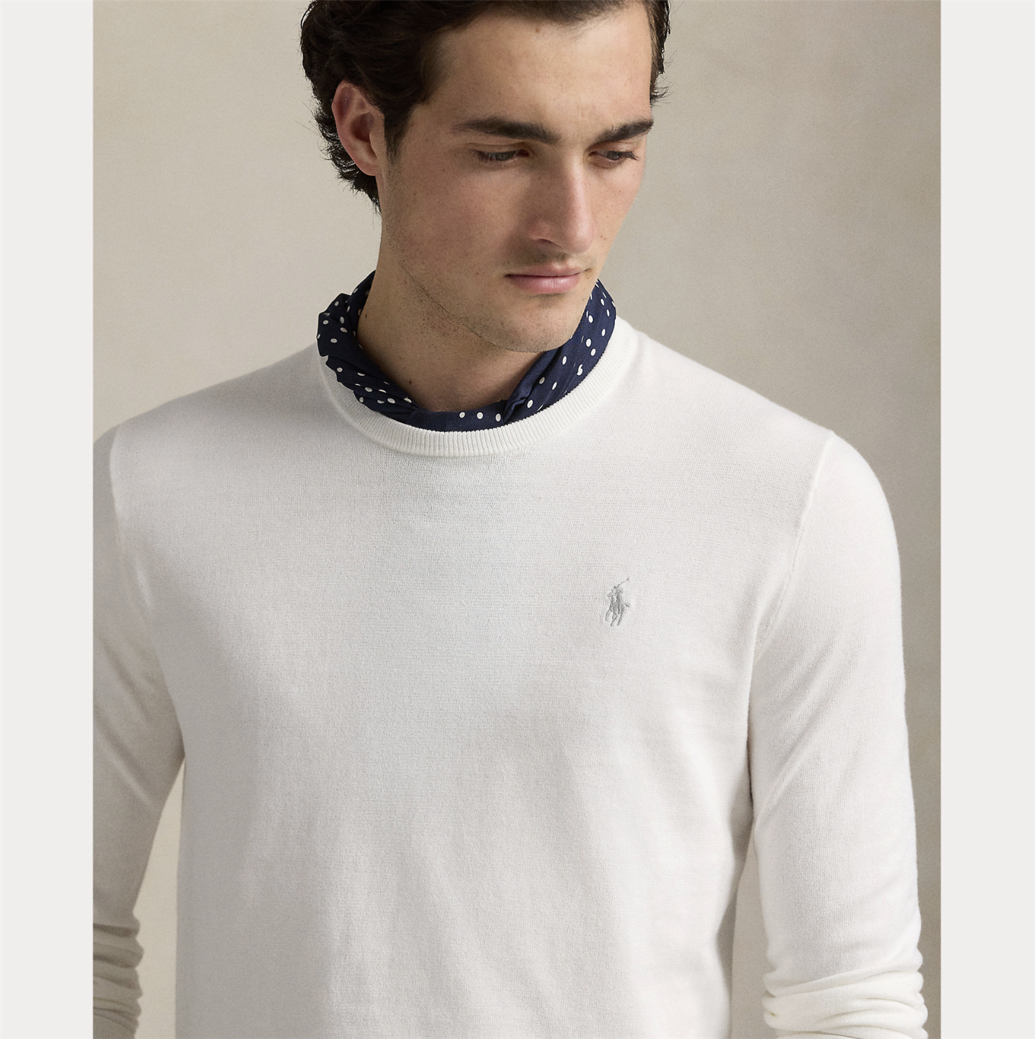 Genser - Slim Fit Textured Cotton Sweater Deckwash White