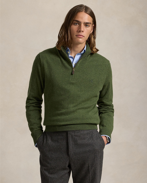 Genser - Wool Quarter-Zip Sweater Olive